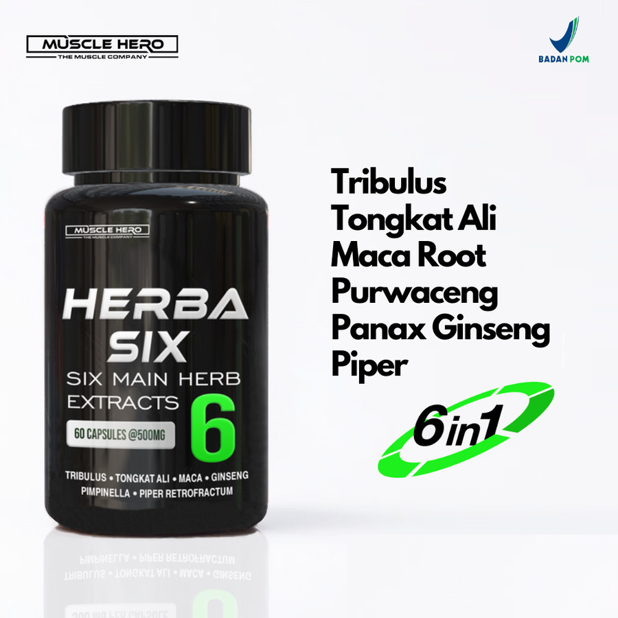 Herba six Testosterone Booster Include Tongkat Ali Tribulus Maca Root Panax Ginseng Purwaceng Piper
