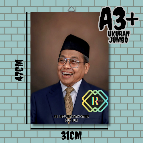KH ABDURRAHMAN WAHID GUS DUR FOTO+BINGKAI / NU / HIASAN DINDING / WALLDECOR - RAYYAN_WALLDECOR