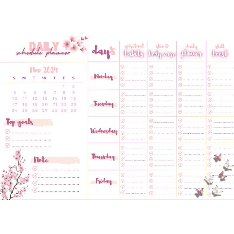 

DIGITAL PRODUK - A3 Desain Daily Planner Dinding Aesthetic 2in1 (Canva)