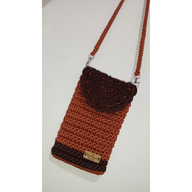 Hyl crochet - tas rajut hp tutup renda / tas selempang rajut cantik