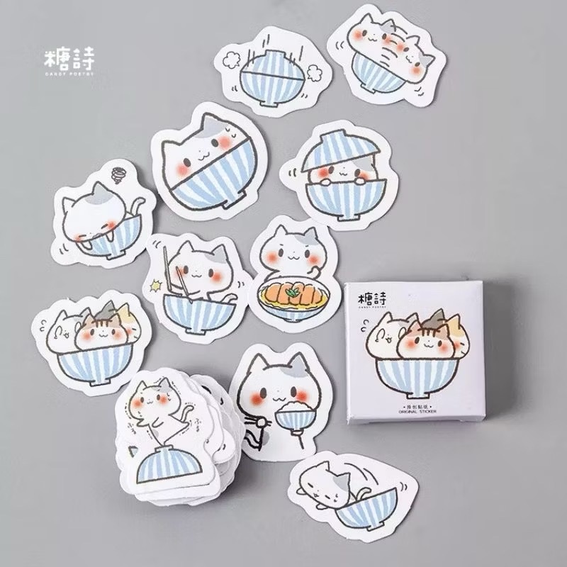 

Stiker Scrapbook Sticker Bujo Lucu Cats In A Bowl Kucing Dalam Mangkok (45 pcs)