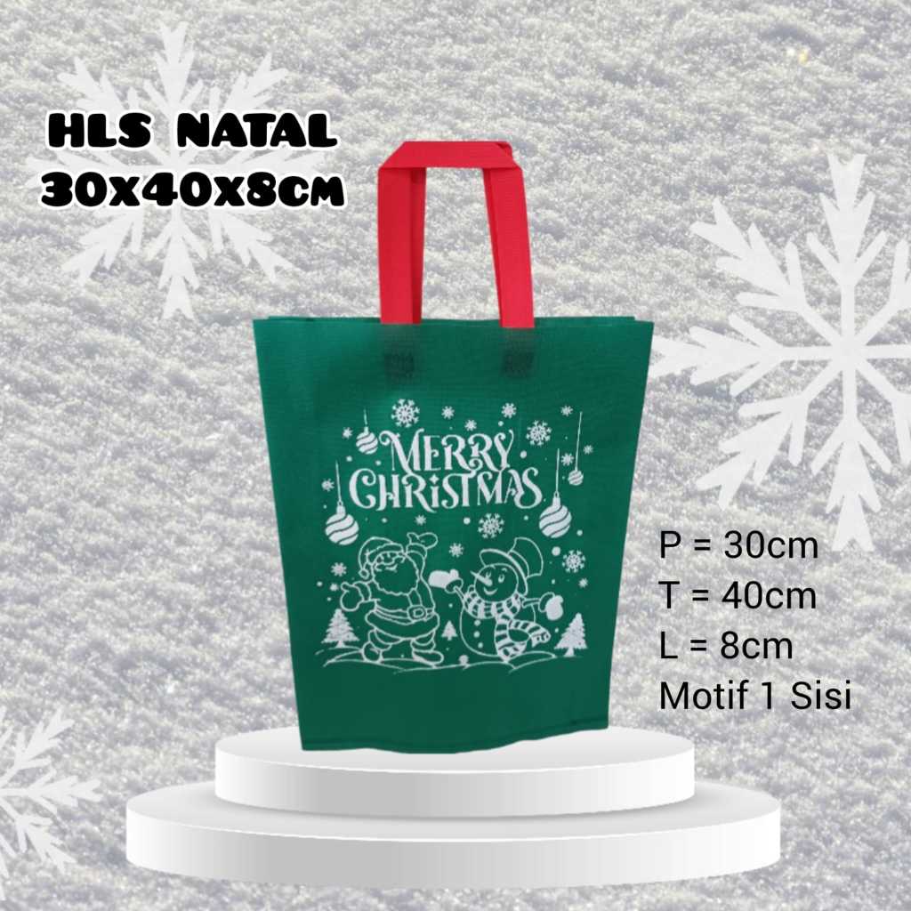 

(LUSINAN) Tas Spunbond Box / Tali Merry Christmas Natal untuk hadiah Hampers Natal
