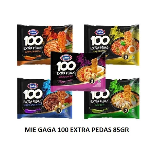 

(PCS) Mie Gaga 100 Extra Pedas Goreng Jalapeno Lada Hitam 85gr