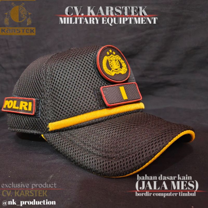 TOPI POLRI PERWIRA UTAMA (PAMA) LOGO EMBLEM RUBBER || PRODUK ORIGINAL CV. KARSTEK