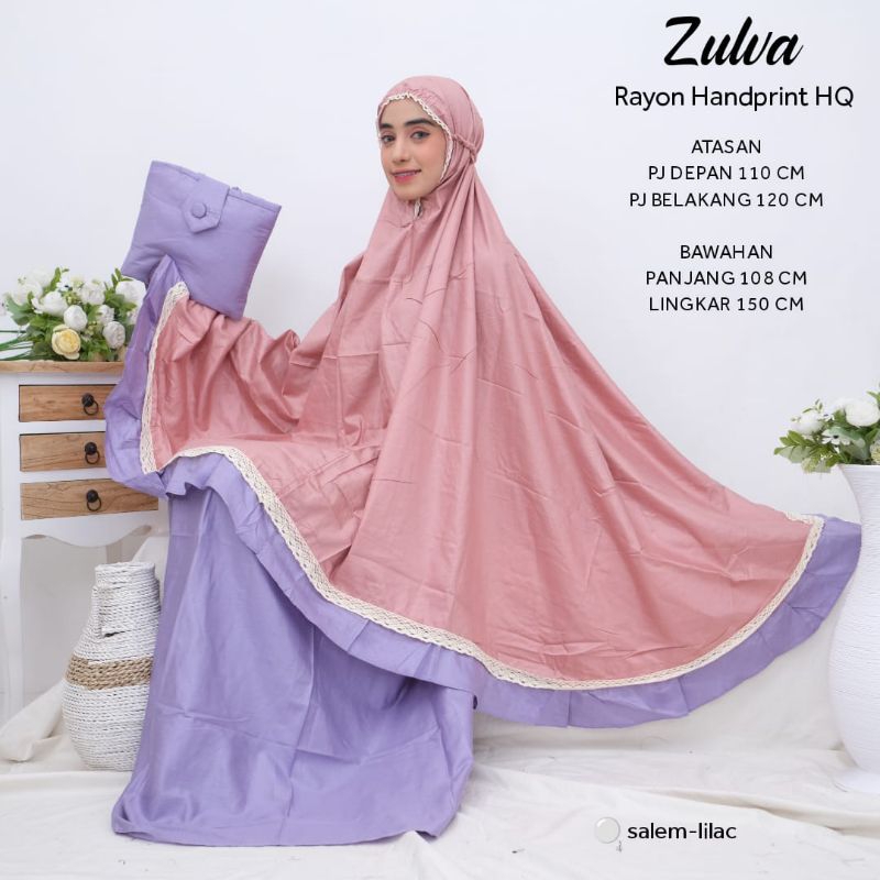 Mukena zulfa/mukena standar dewasa/mukena bahan rayon handprint/mukena premium