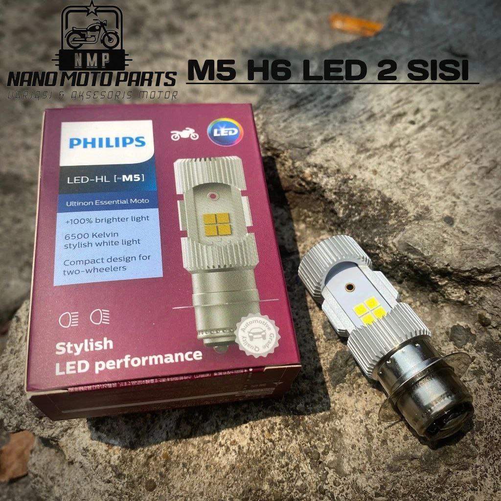LAMPU DEPAN LED LAMPU MOTOR LED PHILIPS ORIGINAL M5 12VOLT 6 WATT BOHLAM LED 2 SISI DC ORIGINAL 100%