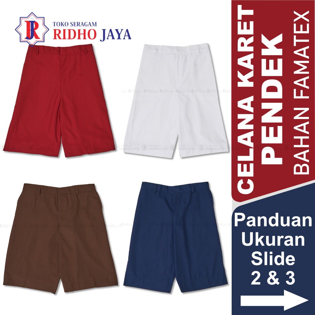 RIDHO JAYA Celana Karet Pendek | Celana Sekolah Pendek | Celana Karet Pendek | Seragam Sekolah Celan