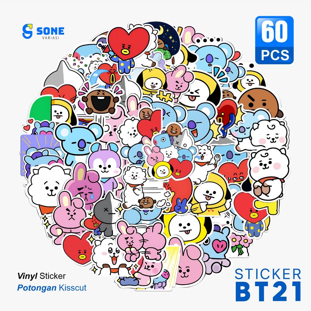 

Stiker BT21 Aesthetic Paper Vinyl Anti Air Aksesoris Laptop Buku Tumbler