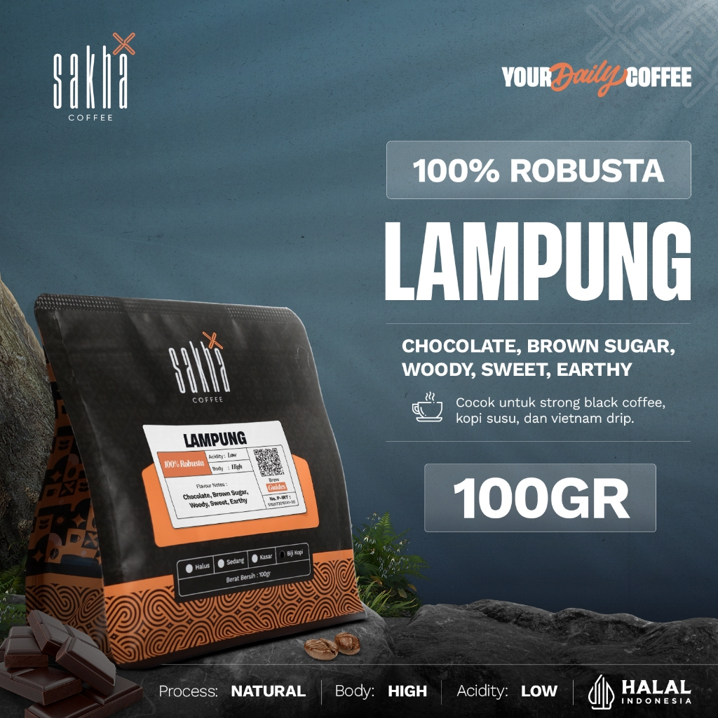 

Kopi Robusta Lampung Sumatra Coffee Roast Bean Espresso Beans 100 Gram Coffe Biji Bubuk Roastery