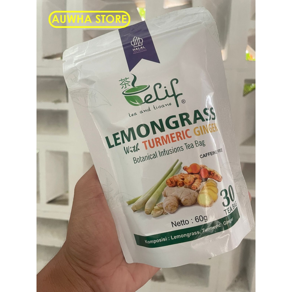 

TEH HERBAL ELIF TEA AND TISANE Lemongrass Turmeric Ginger Tea : Teh Serai Jahe Kunyit : Teh herbal 30 Tea Bag