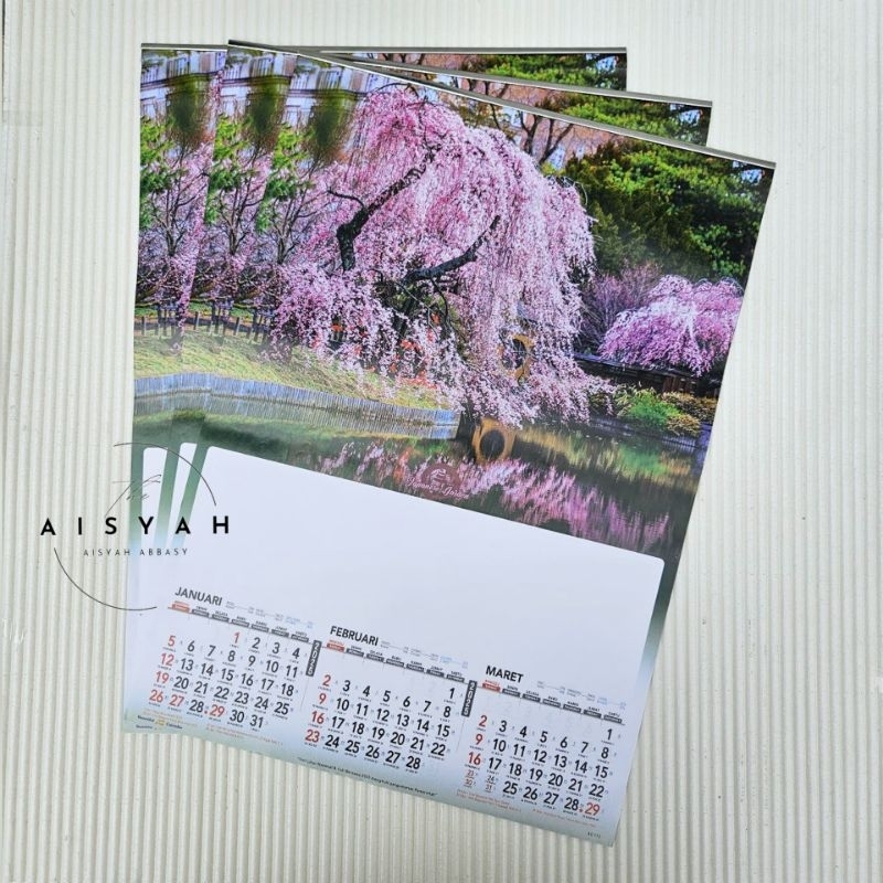 

Kalender 2025 taman jepang Ao112 4 lembar 3 bulanan ukaran 38x54cm(terima castume cetak merek)