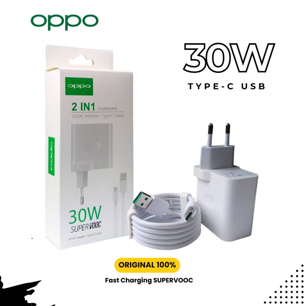 Charger Oppo Super Vooc 30 Watt Original 100% VOOC Flash Charge Type C