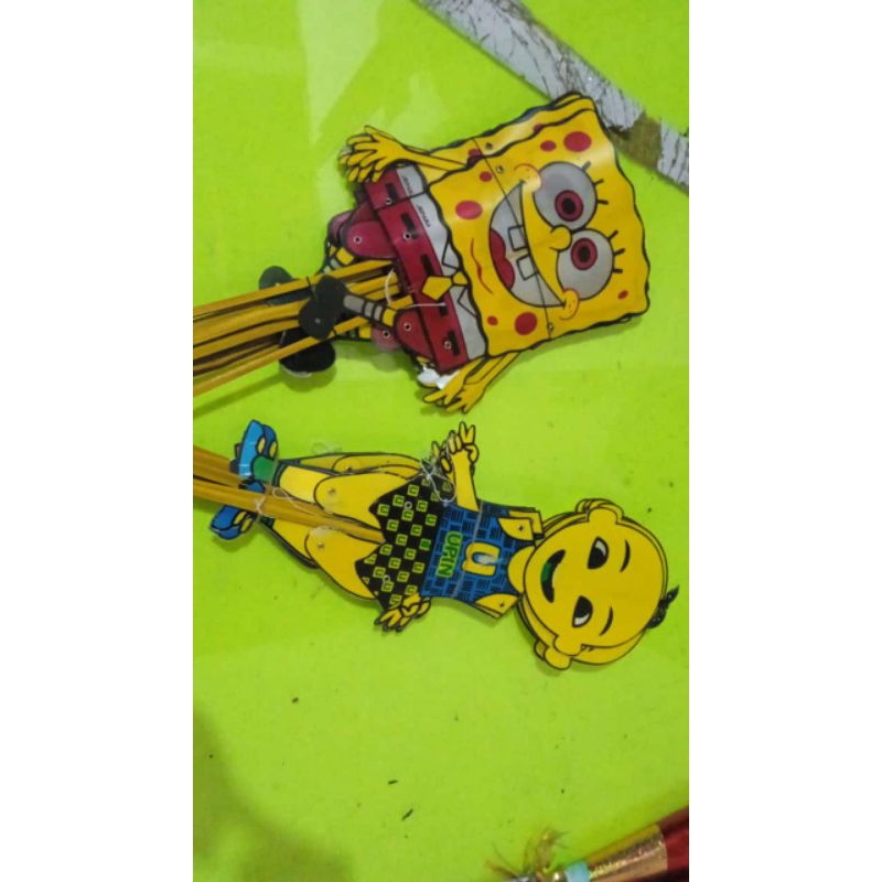 mainan wayang pilihan Upin & lpin,  Spongboob