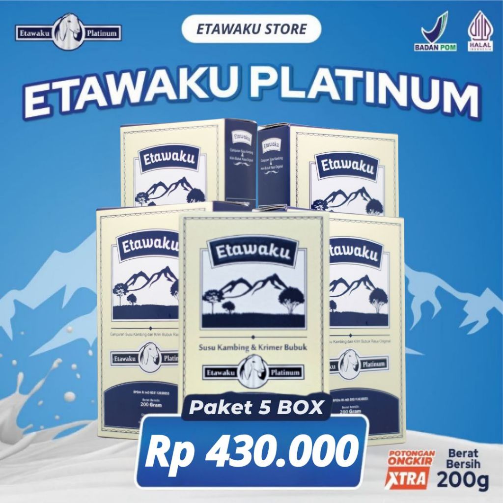 

Etawaku Platinum Susu Kambing Murni Atasi Nyeri Sendi & Tulang Original 5 Box