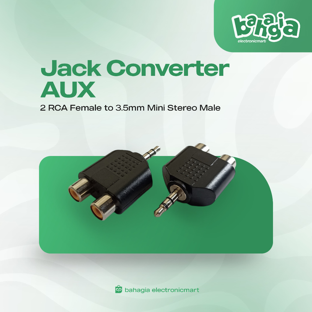 JACK CONVERTER AUX 2 RCA FEMALE TO 3.5 mm MINI STEREO MALE