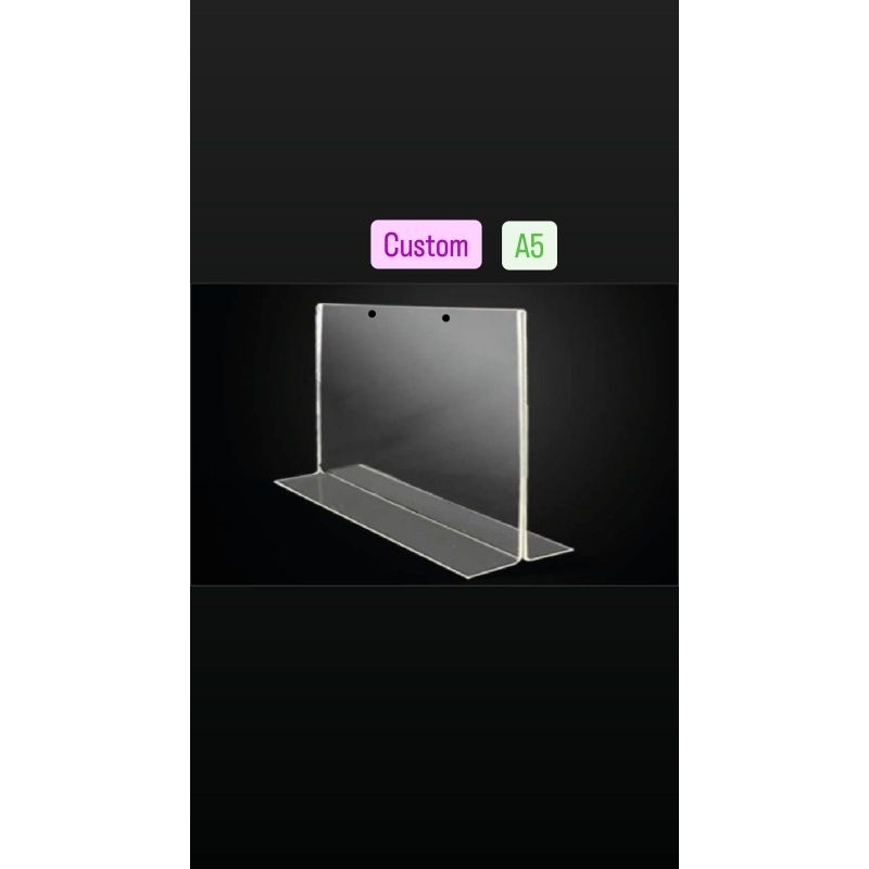 

Tempat brosur akrilik A5 / Tent card akrilik / Tent holder akrilik/ Tent Qrist Barcode / Stand Akrilik