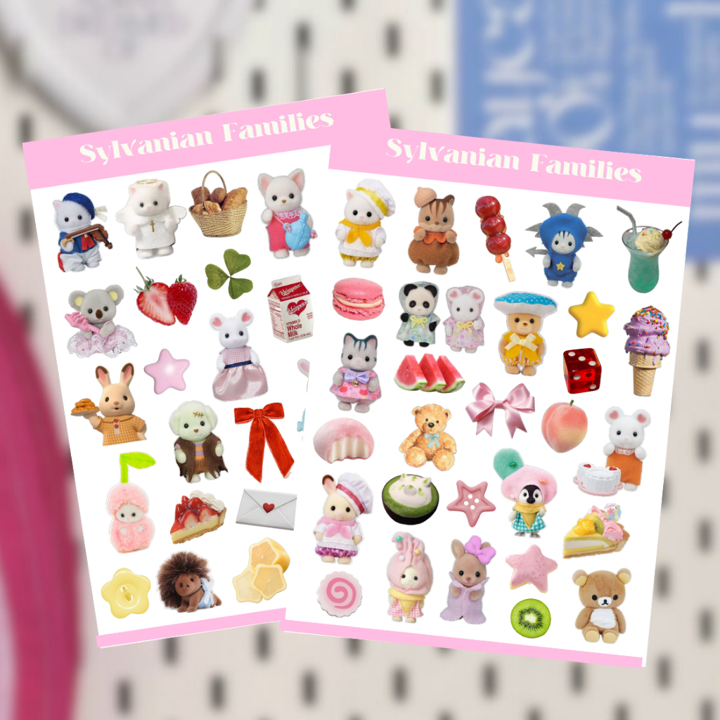 

SYLVANIAN FAMILIES JAPAN DECO STICKER SHEET / DECO STICKER VINTAGE RETRO AESTHETIC FOR JOURNALING