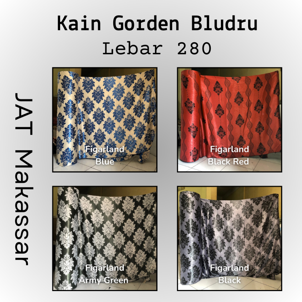 KAIN GORDEN METERAN BLACKOUT BLUDRU EMBOSSED / KAIN GORDEN PINTU & JENDELA BAHAN PREMIUM