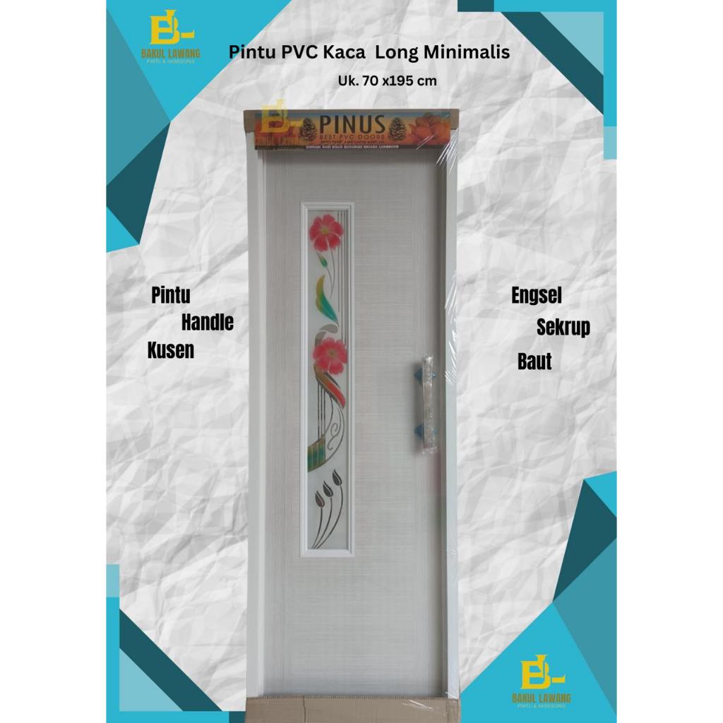 Pintu PVC Kamar Mandi Motif 2 Bunga {Ada Cermin di Belakang Pintu}