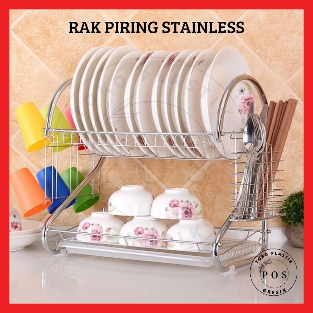 GR Rak Piring Stainless 2 Susun Kualitas TERBAIK [BESAR]