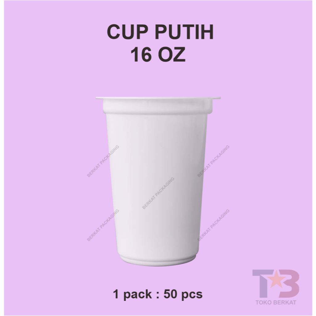 LINK GROSIR Cup Plastik 16 Oz Putih Susu isi 1.000 pcs