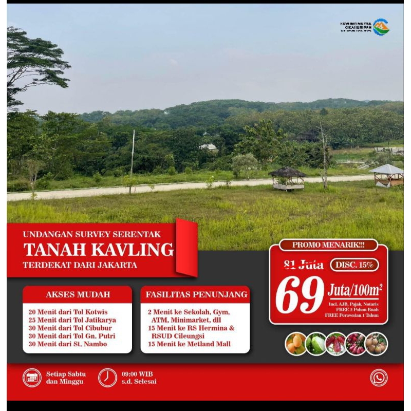 TANAH KAVLING LOKASI DEKAT JAKARTA 20 MENIT DARI CIBUBUR