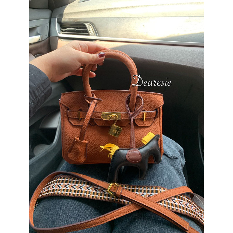 H Br Tas Selempang Tenteng Wanita mini kecil Free Box Branded Bag import kulit ready warna hitam cok