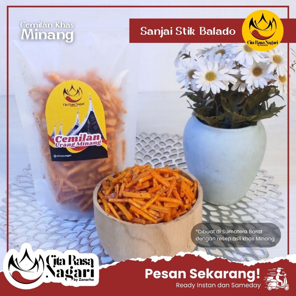 

Sanjai Stik Balado 200 gr Cemilan Khas Minang Oleh-Oleh khas Padang – Cita Rasa Nagari