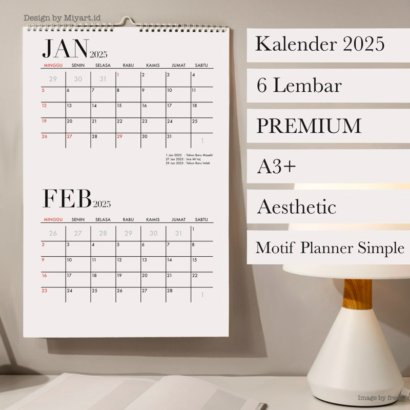 

Kalender Planner 2025 Motif Simple | Kalender Planner | Kalender Dinding | Kalender Aesthetic