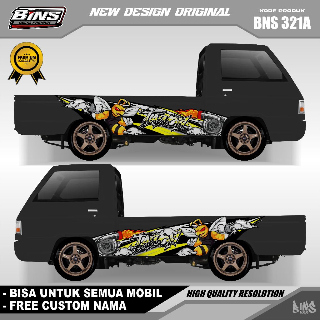 BNS321-STIKER DECAL MOBIL APV GRANDMAX L300 PICKUP MEGA CERRY FUTURA GRATIS CUSTOM NAMA