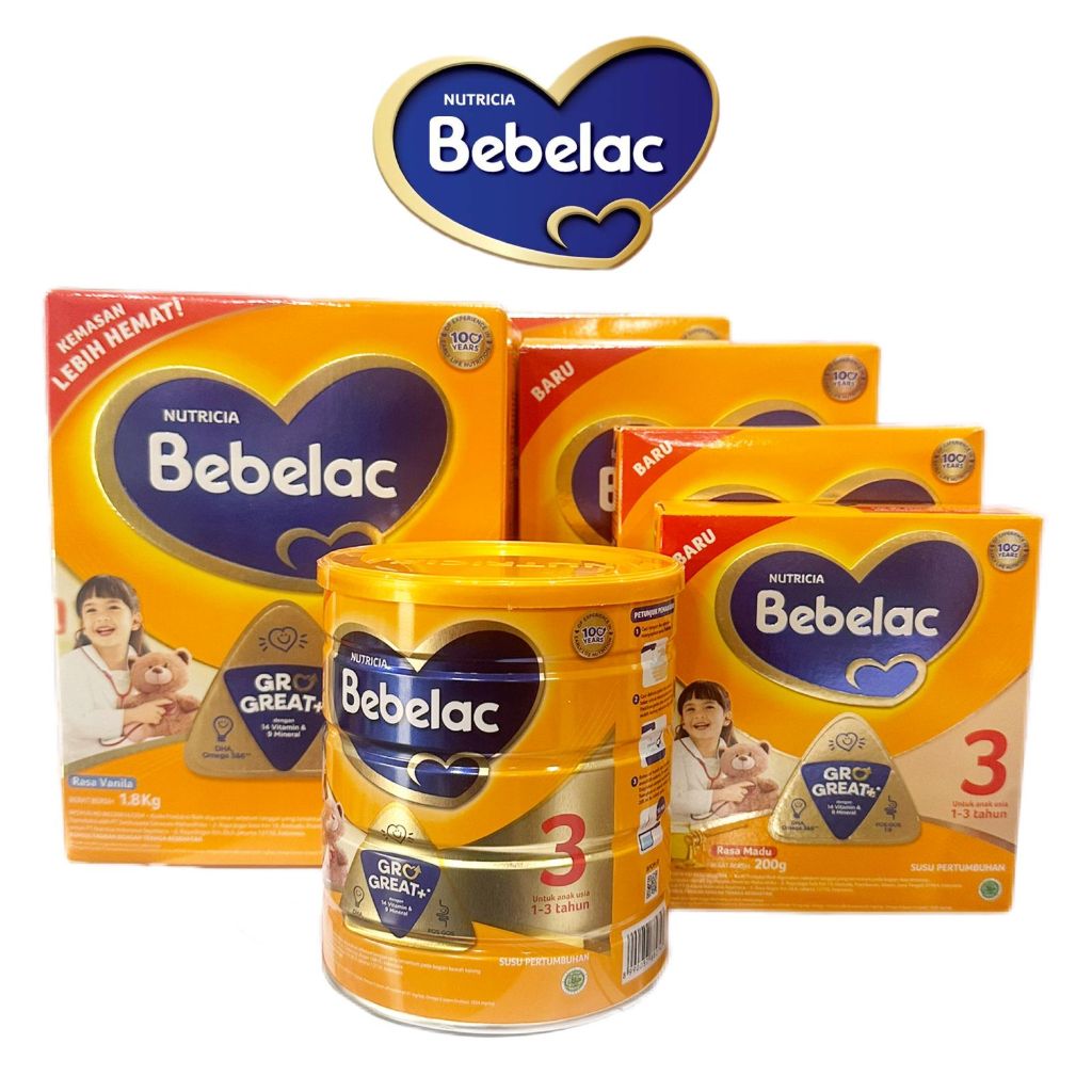 BEBELAC 3 Susu Formula untuk usia 1-3 tahun GROW GREAT ukuran 400g 620g 800g (kaleng) 1kg dan 1.8kg
