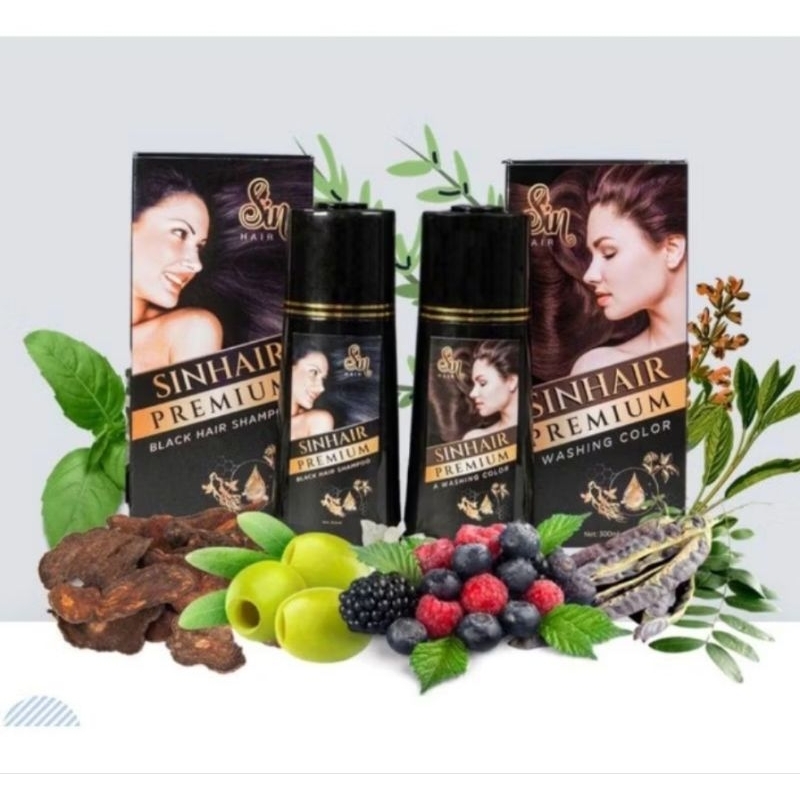 SIN HAIR PREMIUM Shampoo No 1 Di Jepang ,Sinhair Penghitam Uban Herbal Alami.
