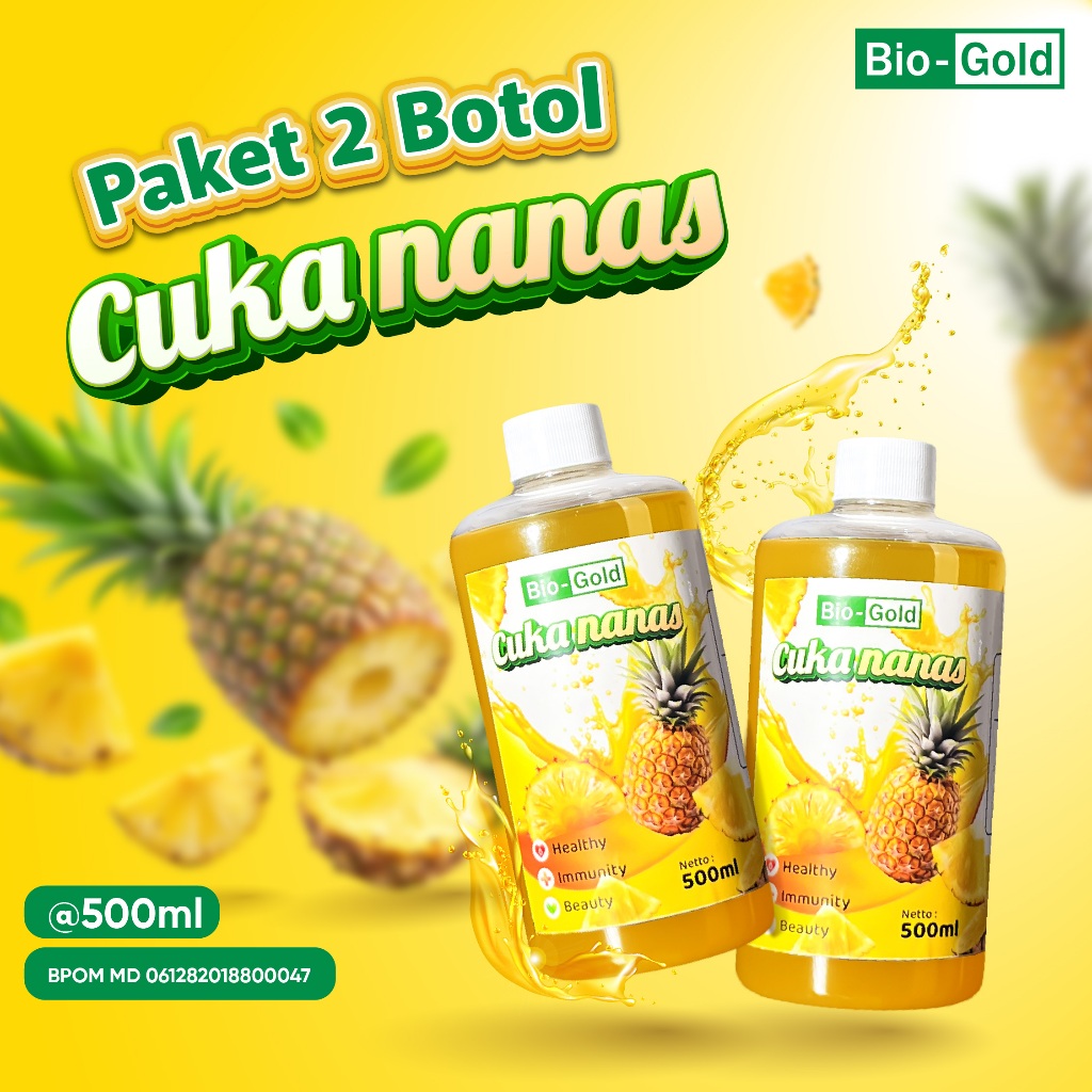 

BIO GOLD - 2 Botol Cuka Nanas Organik 100% Buah Asli Jaga Kesehatan Tubuh BPOM Original