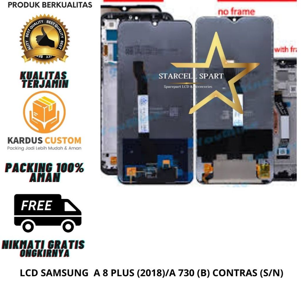 LCD SAMSUNG  A 8 PLUS (2018)/A 730 (B) CONTRAS (S/N)