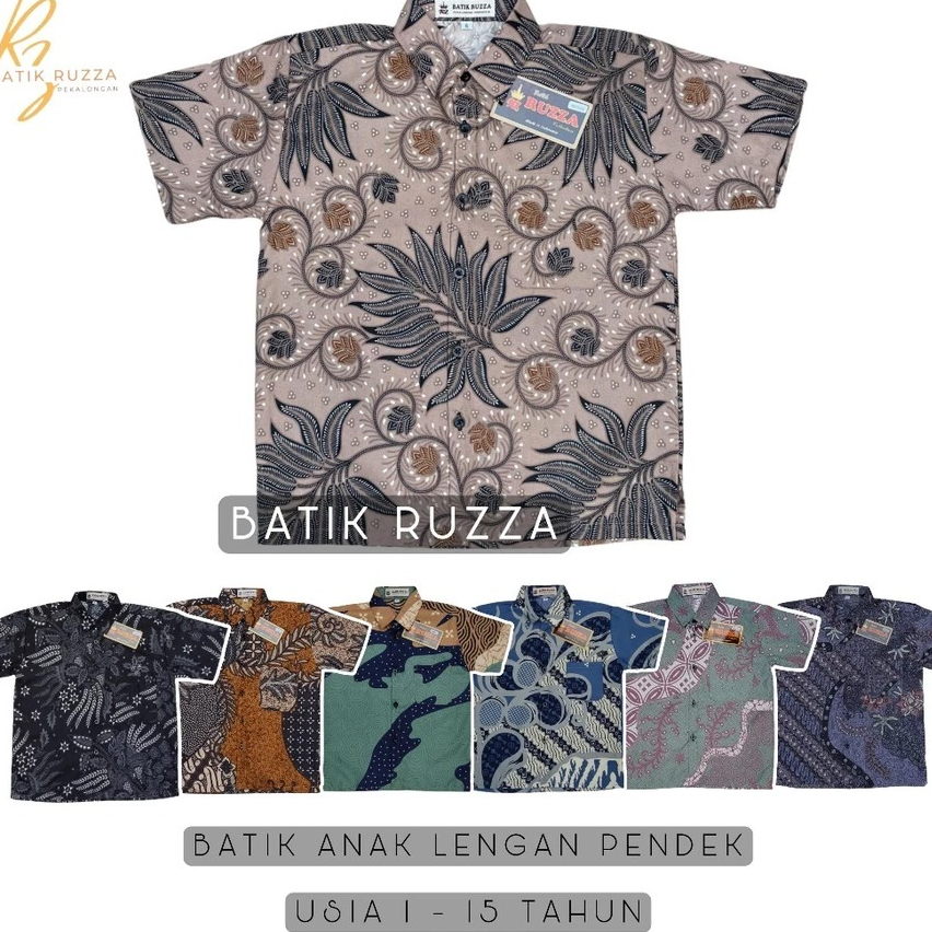 Kemeja Batik Pekalongan Anak Laki Ukuran 2-15 Tahun Motif