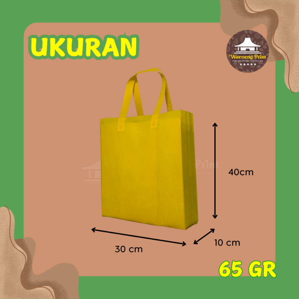 

TAS SPUNBOND HANDLE LIPAT SAMPING (HLS) 30X40X10 CM 65GR POLOS UNTUK TAS SOUVENIR, SYUKURAN, MENGENANG, PROMOSI, BANSOS,DLL