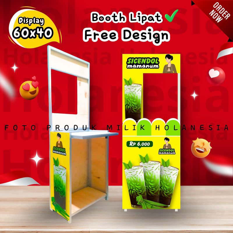 BOOTH LIPAT 60X40, MEJA LIPAT, BOOTH PORTABLE, GEROBAK MAKANAN, GEROBAK MINUMAN