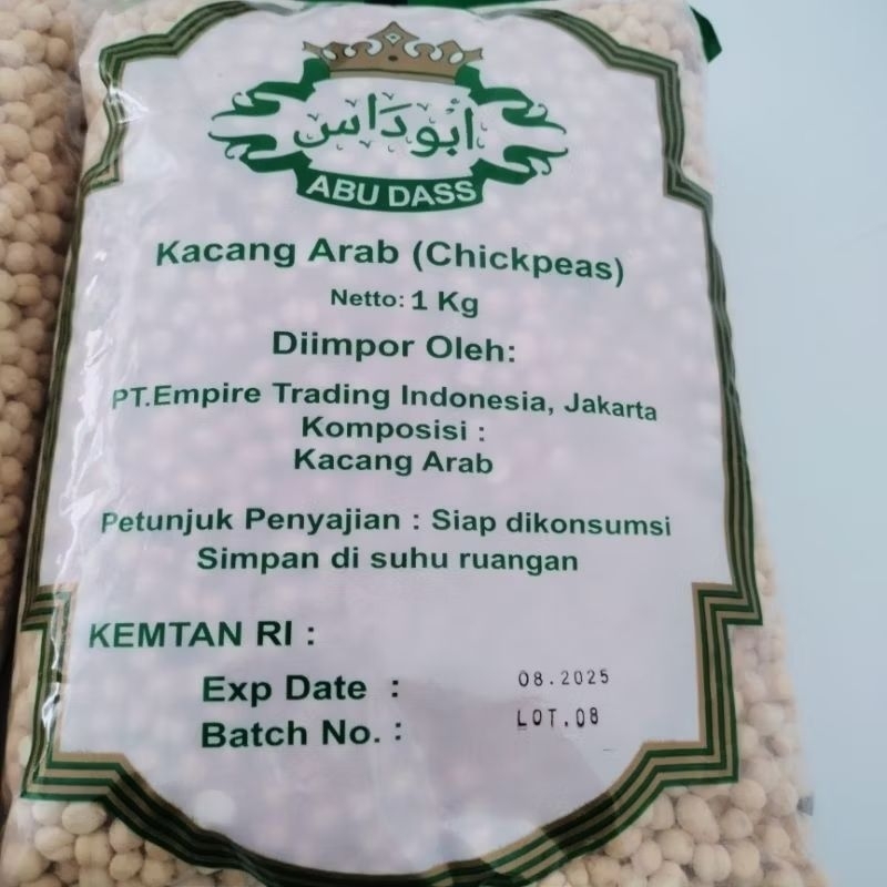 

Kacang Arab Chickpeas Abu Dass 1kg oleh oleh umroh haji