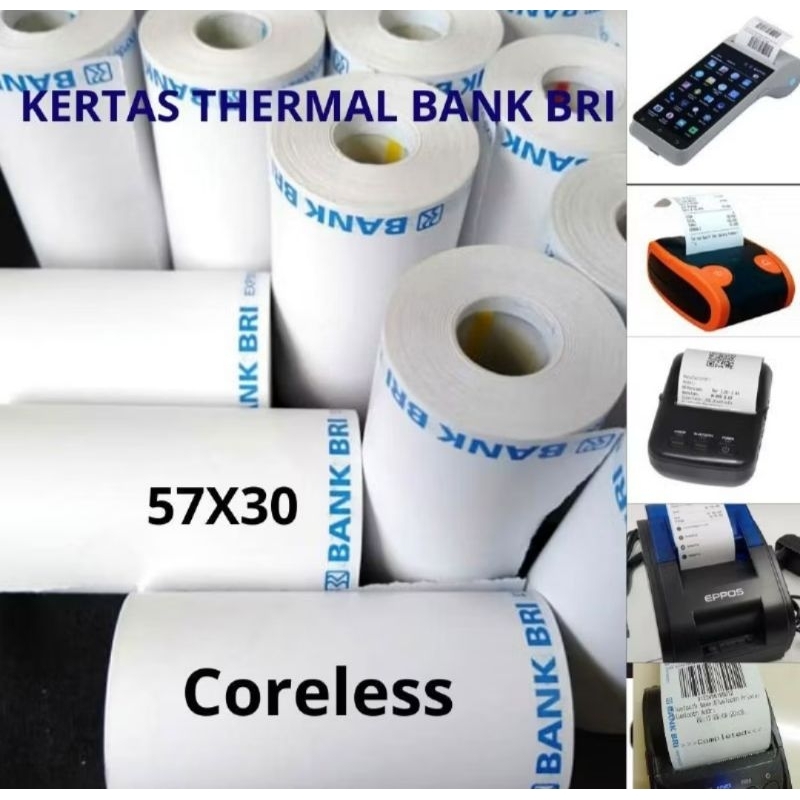 

Kertas Thermal 57/56x30 logo BRI Printer Bloototh / Kertas EDC BRI / BRILINK