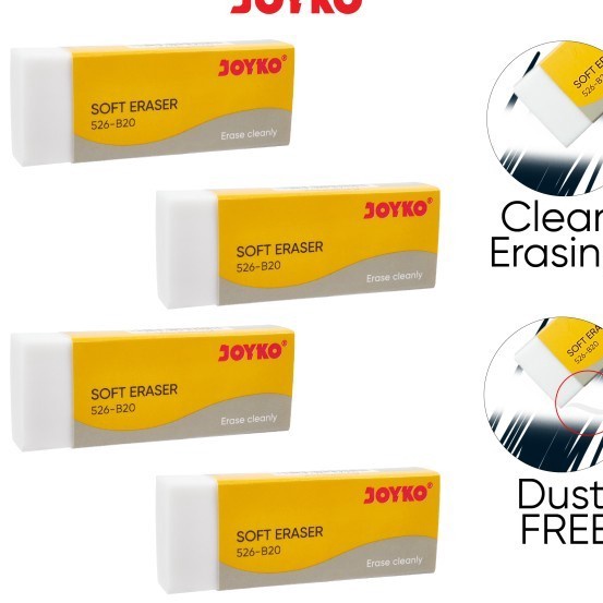 

Limit JOYKO Penghapus 526B4P Warna Putih Tersedia 1 Pack Isi 4 Pcs 12 Pack Isi 2 Pcs