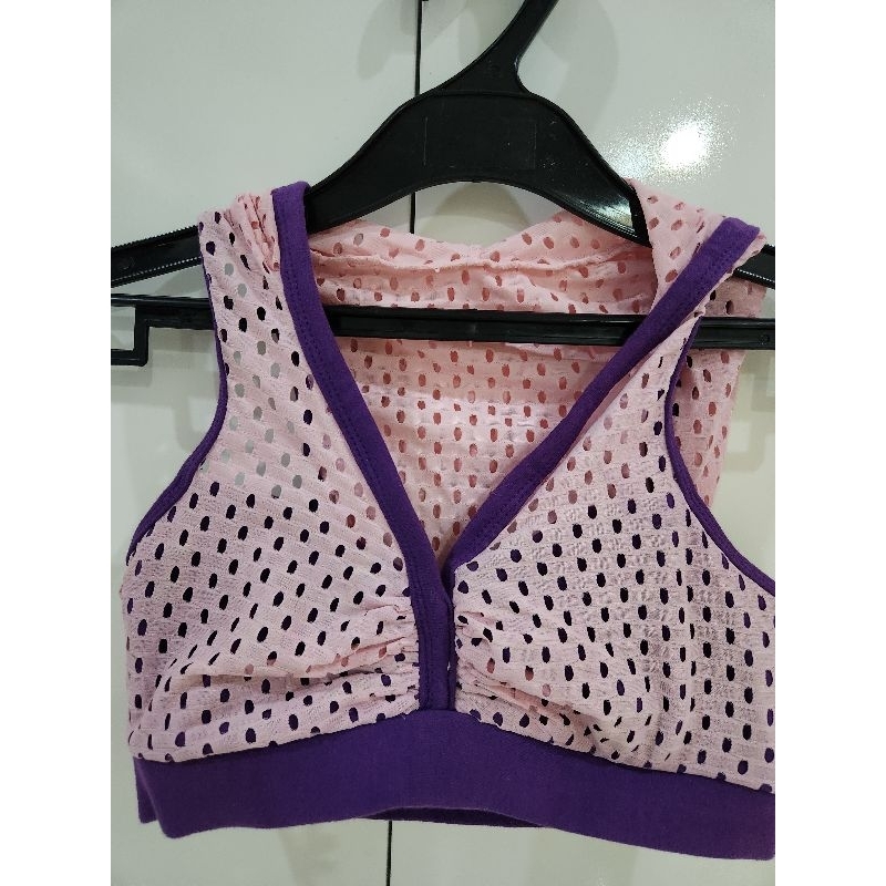 Preloved baju celana set olahraga aerobic senam yoga wanita second crystal light pink hitam army