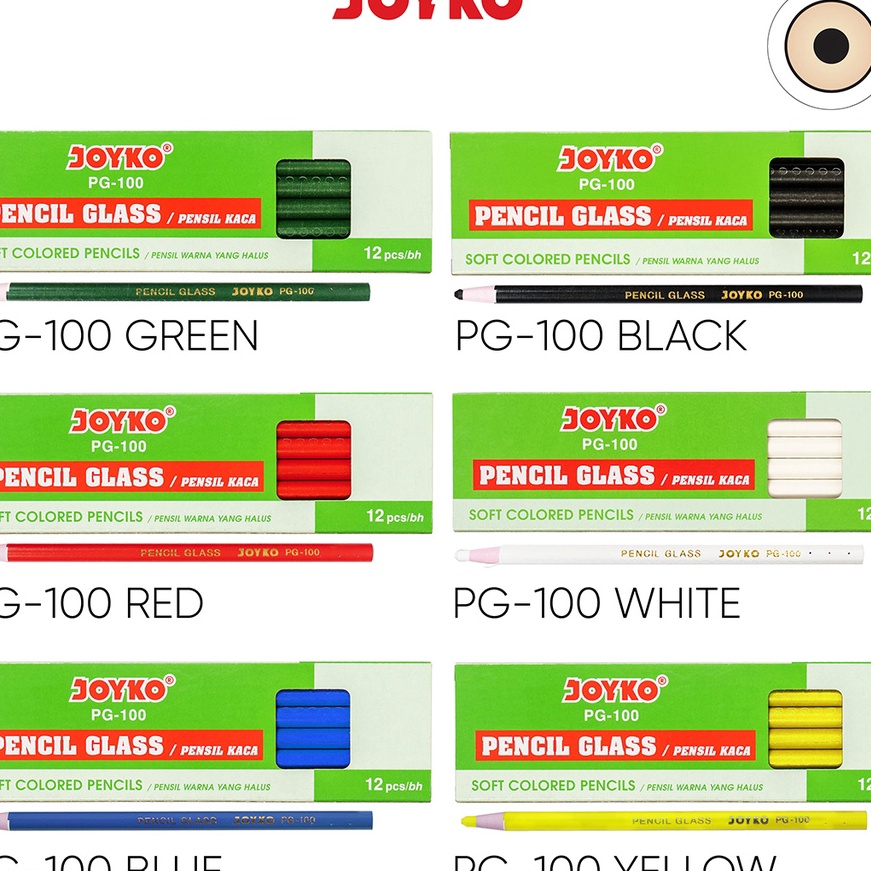 

murah Pencil Glass Pensil Kaca Warna Joyko PG1 1 Box 12 Pcs