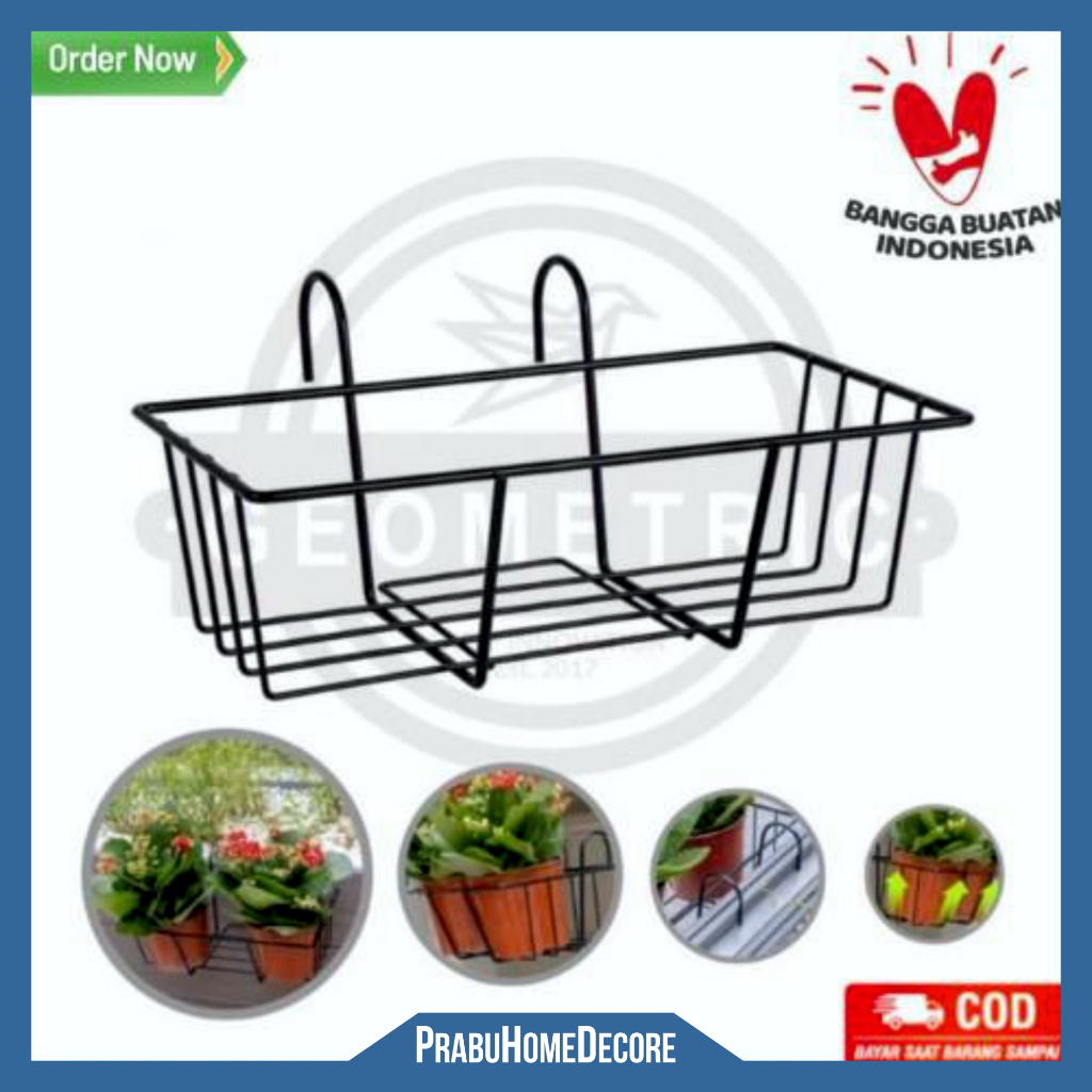 Gantungan Keranjang Pot Bunga Hias Panjang Besi Balkon | Besi Rak Pot Bunga Gantung Pagar Balkon Tam