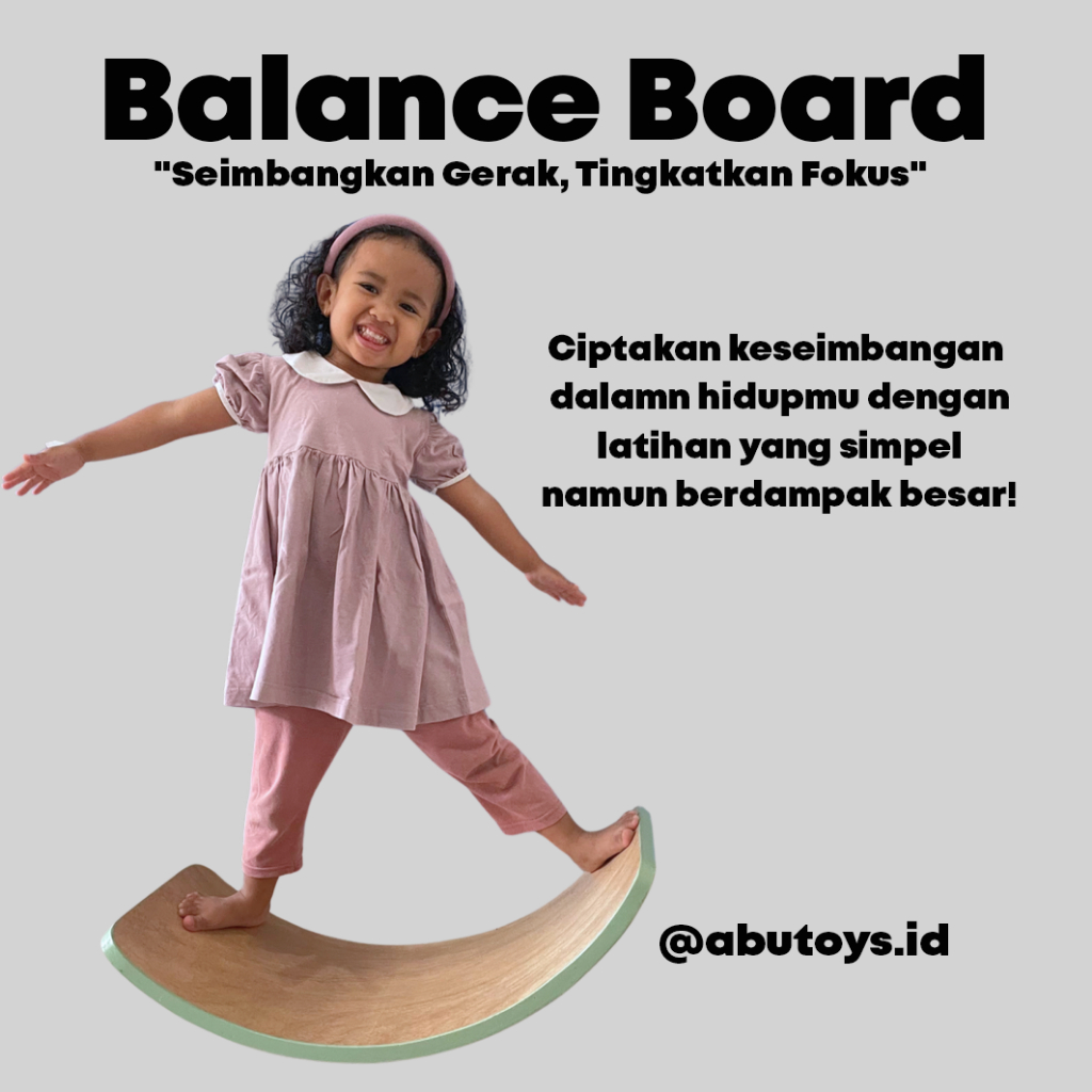 Terlaris Balance Board Abutoys Wobble Board Papan Keseimbangan Wood Woodie Balancing Board Mainan