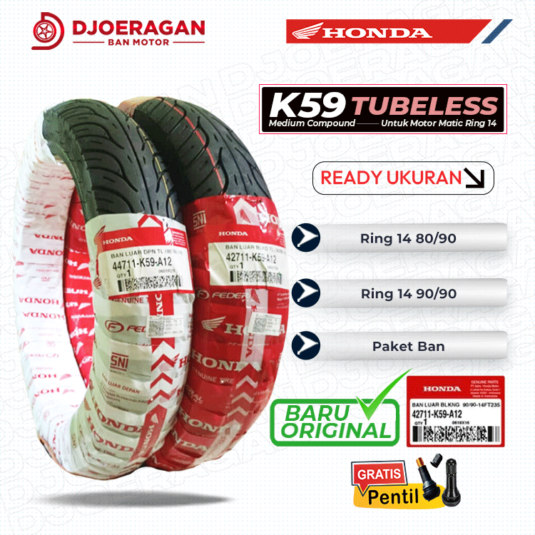 Hermansyah_toba - Ban Tubeless Motor Matic AHM Honda Federal K59 Ring 14 Paket Ban Beat Vario 125