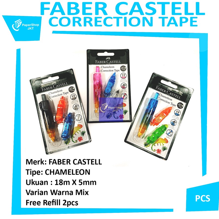 

Terlaris FABER CASTELL Correction Tape Chameleon 18m x 5mm Set