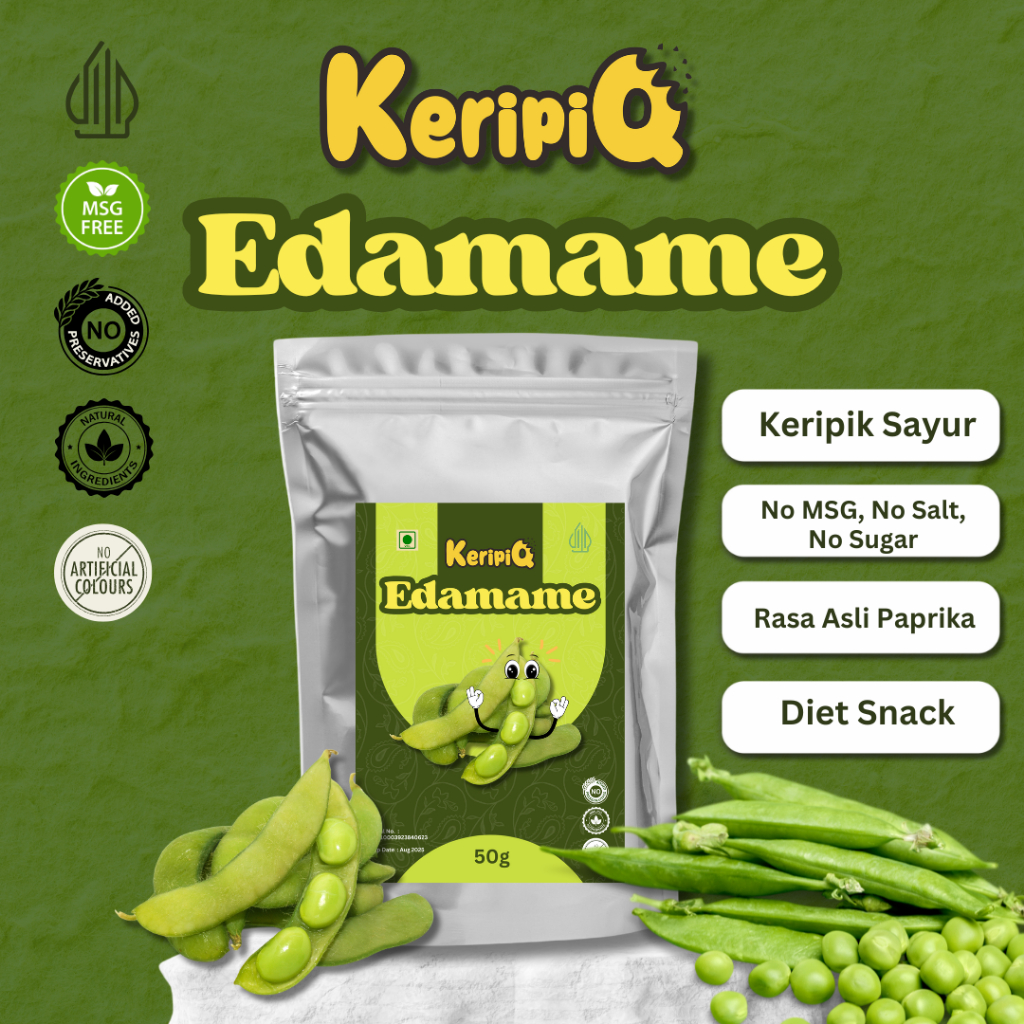 

KeripiQ Edamame 50gr Renyah Keripik Sayur Camilan Rendah Kalori Tanpa MSG