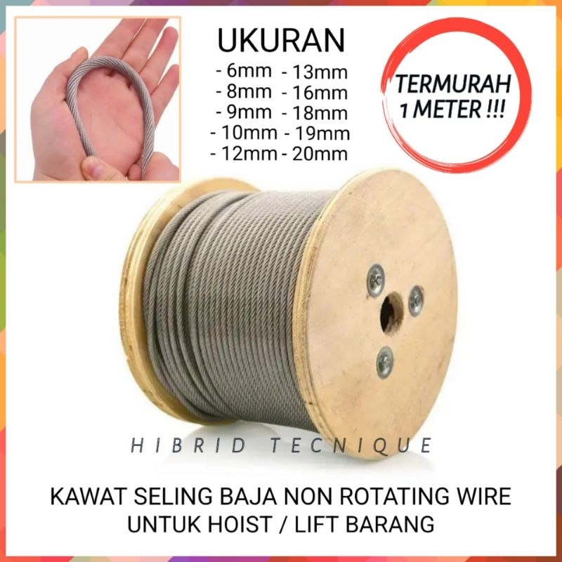 Kawat Seling Non Rotating 6mm 8mm 9mm 10mm 12mm 13mm 14mm 16mm 18mm 19mm Kawat  Seling Baja Hoist Li