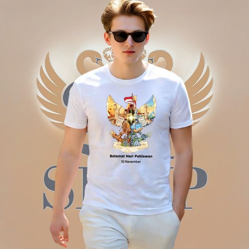 2Lshop Atasan Baju Hari Pahlawan Kaos Dewasa edisi Hari Pahlawan bahan Tebal dan Nyaman