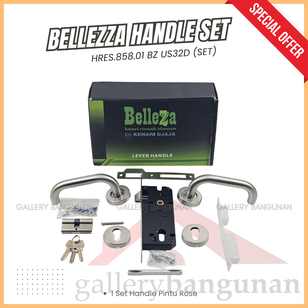 Kunci Pintu Besar Bellezza HRES.858.01BZ US32D Pintu Rumah Handle Set Ukuran Komplit Kamar Gagang HR